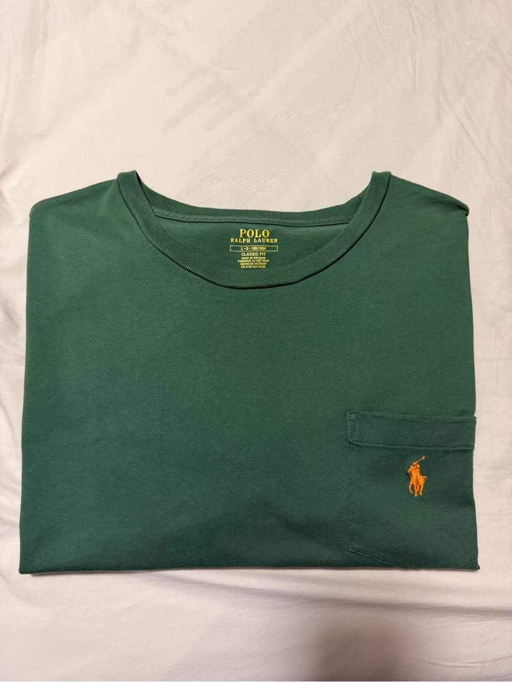 Polo by Ralph Lauren Green Pocket Tee with Orange Pony